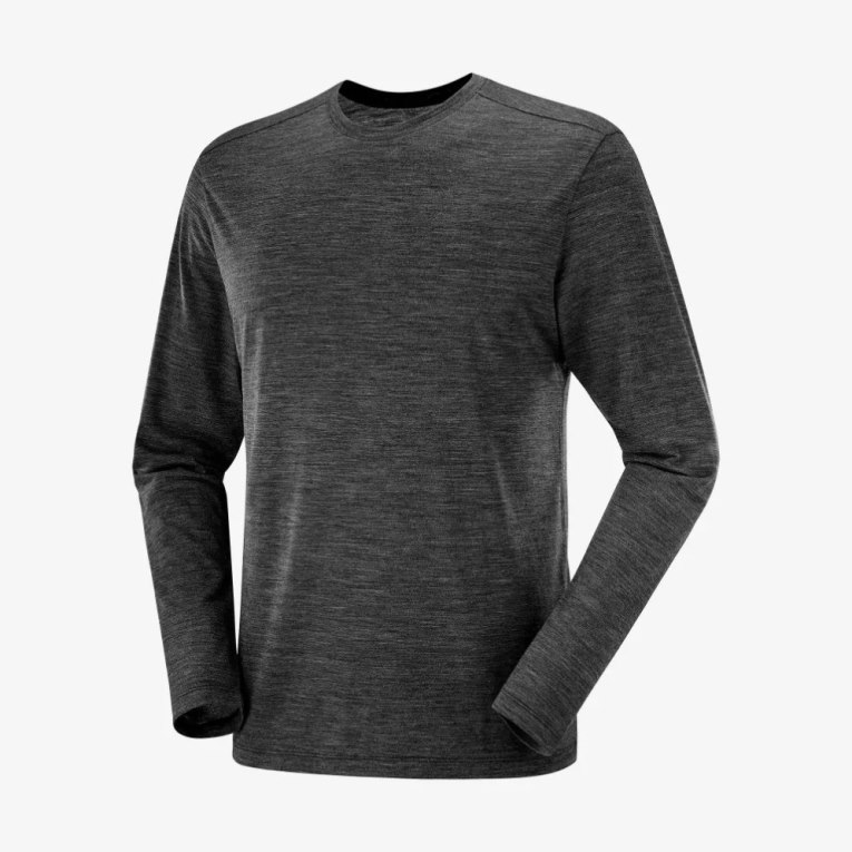 Camiseta Salomon Outlife Merino Blend Long Sleeve Masculino Pretas | PT Z98362